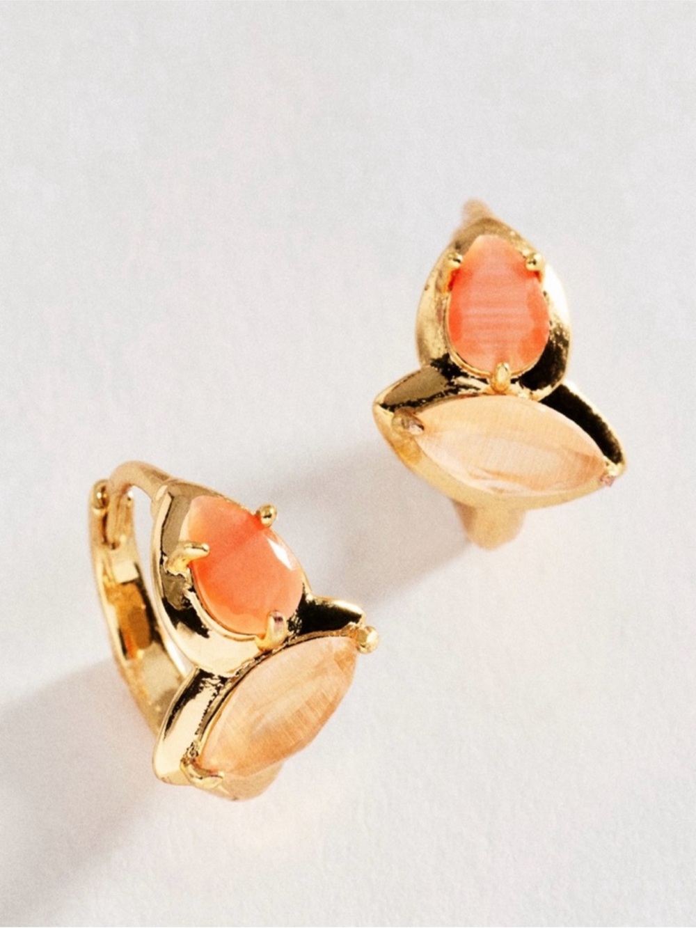 Anthropologie double stone huggie hoop Earring